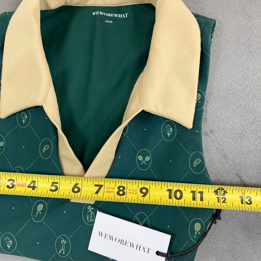 WeWoreWhat Polo Bra Vintage Green Canvas Sports Icons Print XS NWT - Picture 6 of 8